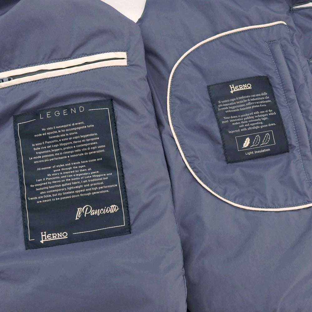 【中古】ヘルノ Herno ナイロン ダウンベスト ジレ スモークブルー【 サイズ48 】【 状態ランクB 】【 メンズ 】 [APD]