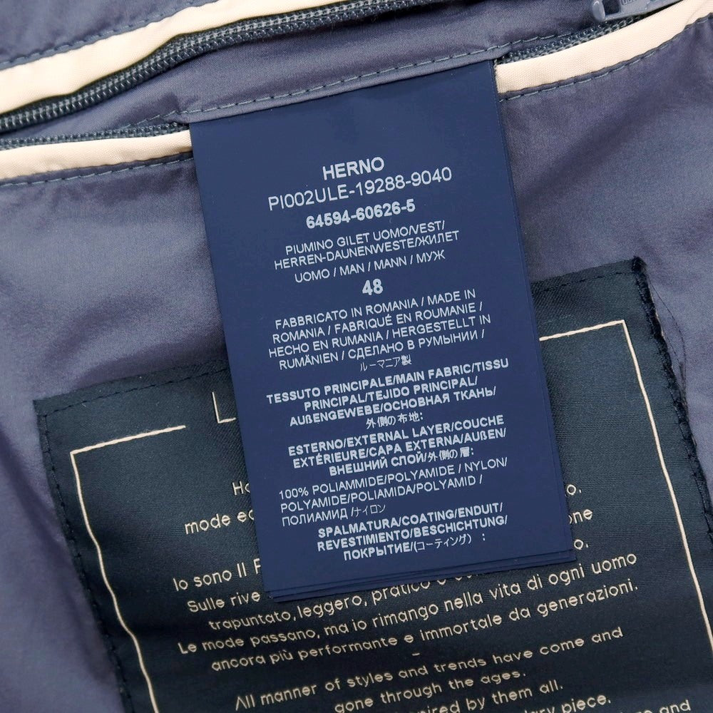 【中古】ヘルノ Herno ナイロン ダウンベスト ジレ スモークブルー【 サイズ48 】【 状態ランクB 】【 メンズ 】 [APD]