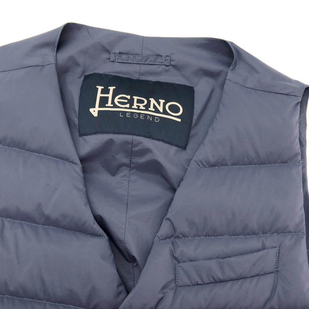 【中古】ヘルノ Herno ナイロン ダウンベスト ジレ スモークブルー【 サイズ48 】【 状態ランクB 】【 メンズ 】 [APD]