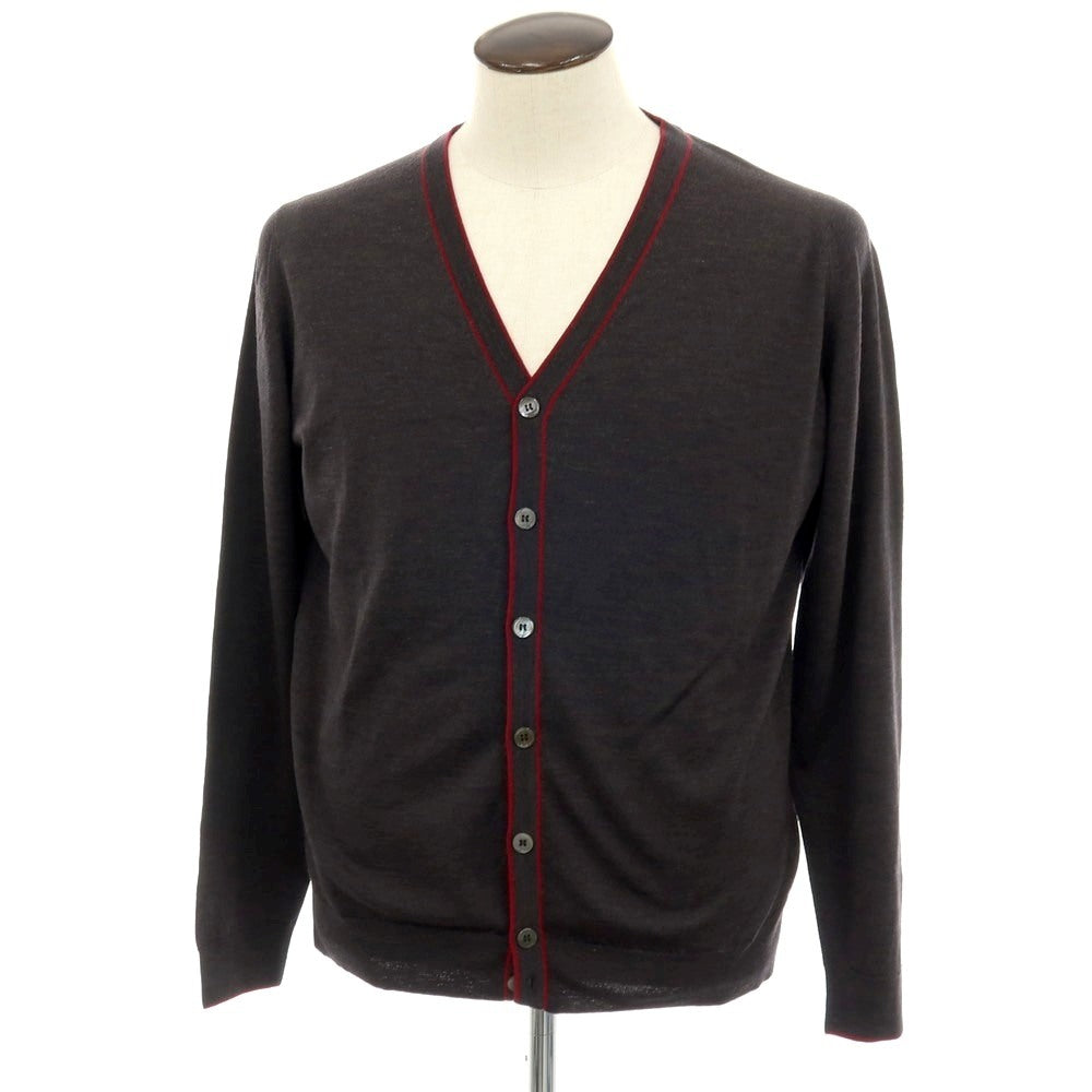 【中古】ジョンスメドレー JOHN SMEDLEY ハイゲージ ウール カーディガン ダークグレー系【 XL 】【 状態ランクB 】【 メンズ 】