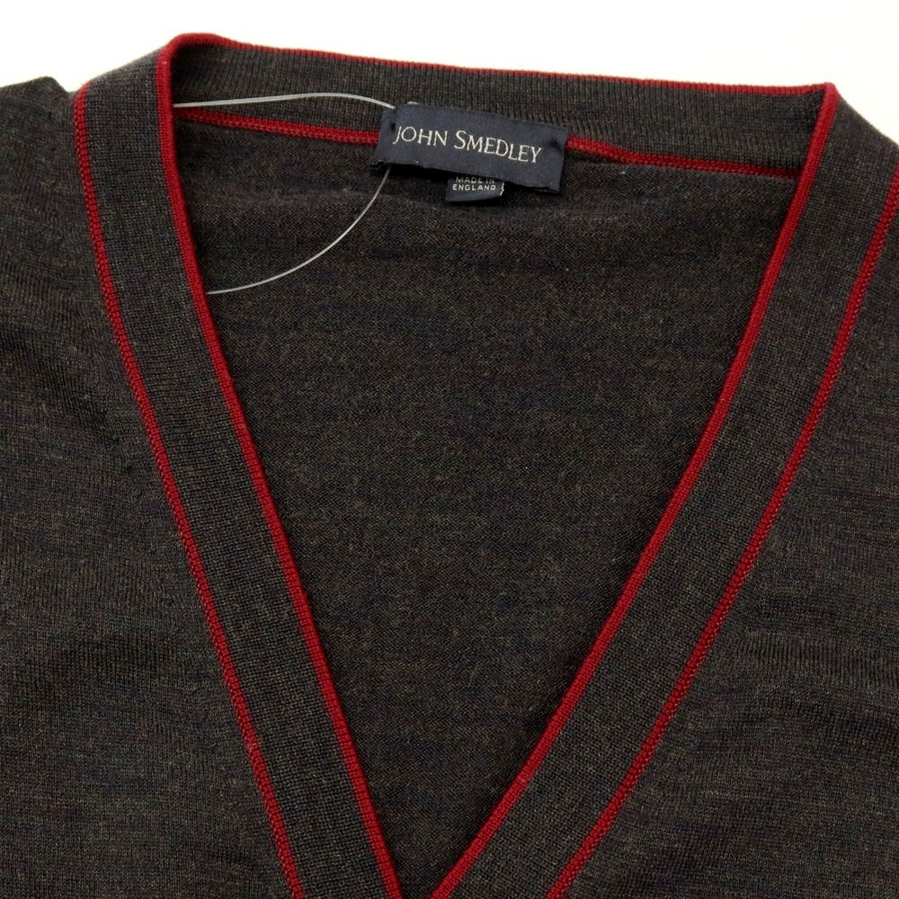【中古】ジョンスメドレー JOHN SMEDLEY ハイゲージ ウール カーディガン ダークグレー系【 XL 】【 状態ランクB 】【 メンズ 】