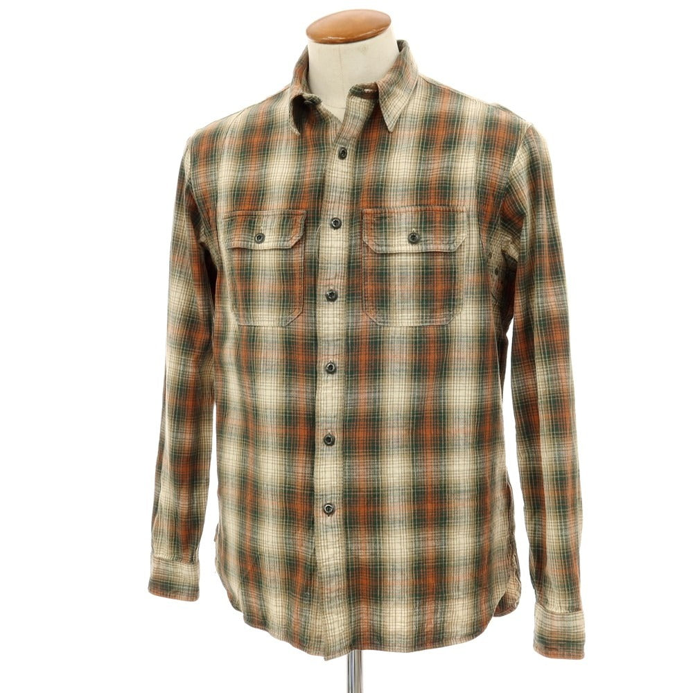 【中古】ダブルアールエル RRL DOUBLE RL コットン チェック カジュアルシャツ ベージュxグリーン系【 M 】【 状態ランクB 】【 メンズ 】