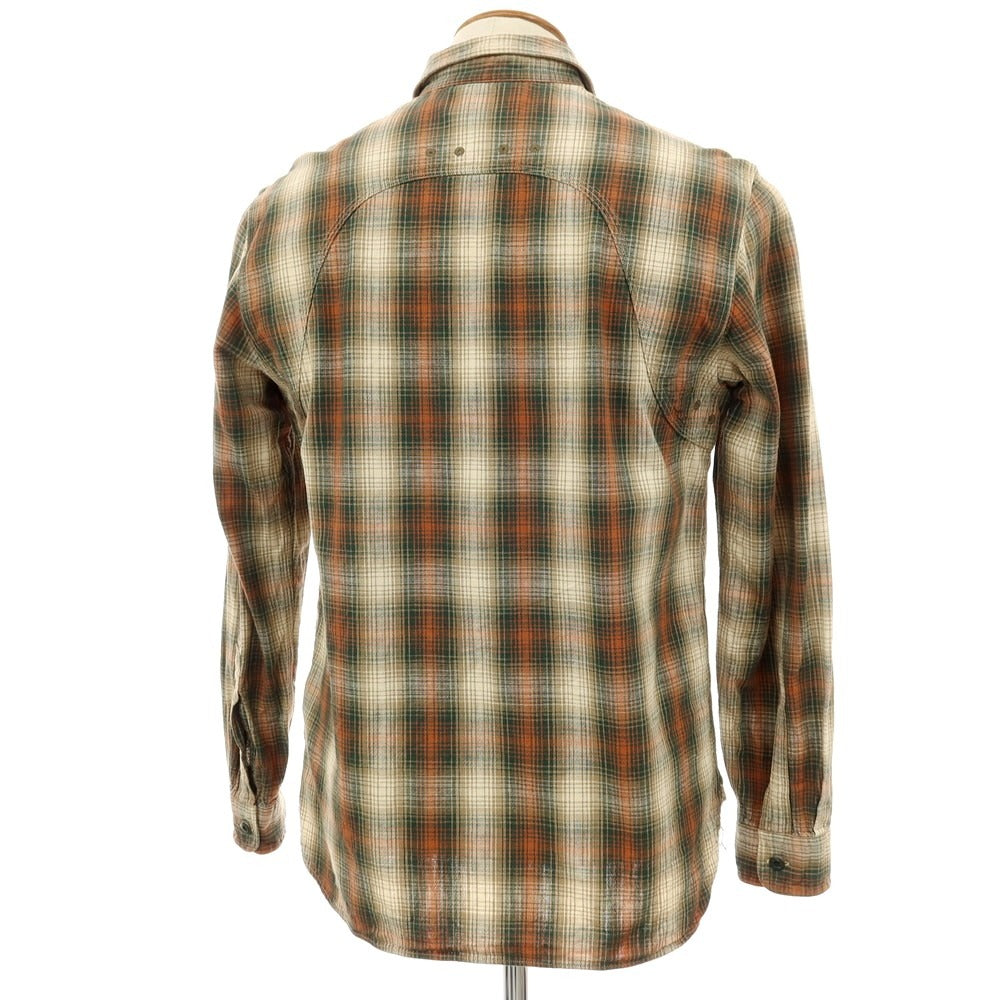【中古】ダブルアールエル RRL DOUBLE RL コットン チェック カジュアルシャツ ベージュxグリーン系【 M 】【 状態ランクB 】【 メンズ 】