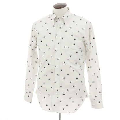 【中古】ブラックフリースバイ ブルックスブラザーズ BLACK FLEECE BY Brooks Brothers ジャカードロゴ ストライプ コットン ボタンダウンシャツ ホワイトxブラック【 BB2 】【 状態ランクC 】【 メンズ 】