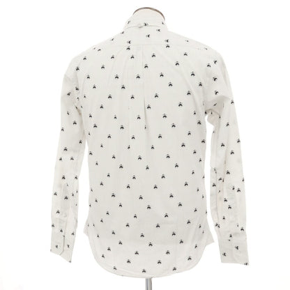 【中古】ブラックフリースバイ ブルックスブラザーズ BLACK FLEECE BY Brooks Brothers ジャカードロゴ ストライプ コットン ボタンダウンシャツ ホワイトxブラック【 BB2 】【 状態ランクC 】【 メンズ 】