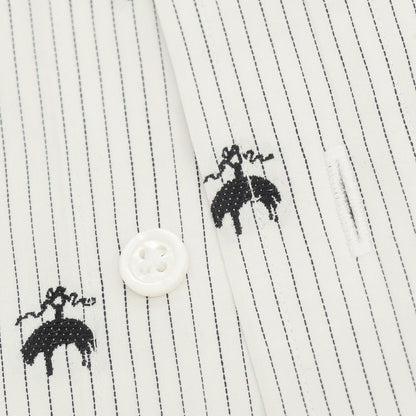 【中古】ブラックフリースバイ ブルックスブラザーズ BLACK FLEECE BY Brooks Brothers ジャカードロゴ ストライプ コットン ボタンダウンシャツ ホワイトxブラック【 BB2 】【 状態ランクC 】【 メンズ 】