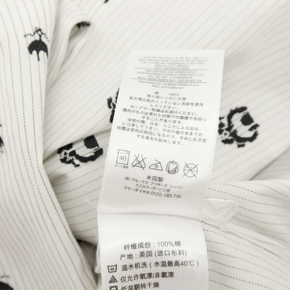 【中古】ブラックフリースバイ ブルックスブラザーズ BLACK FLEECE BY Brooks Brothers ジャカードロゴ ストライプ コットン ボタンダウンシャツ ホワイトxブラック【 サイズBB2 】【 状態ランクC 】【 メンズ 】 [APD]