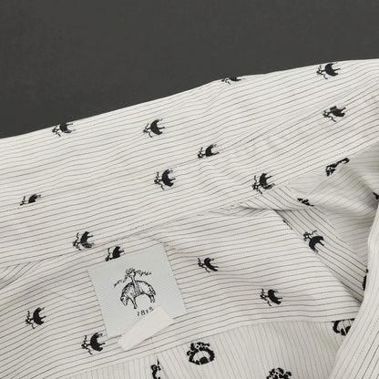 【中古】ブラックフリースバイ ブルックスブラザーズ BLACK FLEECE BY Brooks Brothers ジャカードロゴ ストライプ コットン ボタンダウンシャツ ホワイトxブラック【 BB2 】【 状態ランクC 】【 メンズ 】