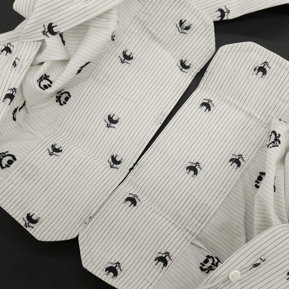 【中古】ブラックフリースバイ ブルックスブラザーズ BLACK FLEECE BY Brooks Brothers ジャカードロゴ ストライプ コットン ボタンダウンシャツ ホワイトxブラック【 サイズBB2 】【 状態ランクC 】【 メンズ 】 [APD]