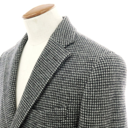 【中古】テツヤ カンダ TETSUYA KANDA dondi jersey ウールカシミヤ ハウンドトゥース柄 チェスターフィールドコート グレーxブラック【 48 】【 状態ランクA 】【 メンズ 】