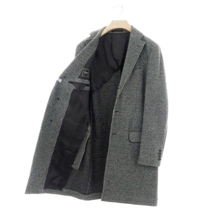 【中古】テツヤ カンダ TETSUYA KANDA dondi jersey ウールカシミヤ ハウンドトゥース柄 チェスターフィールドコート グレーxブラック【 48 】【 状態ランクA 】【 メンズ 】