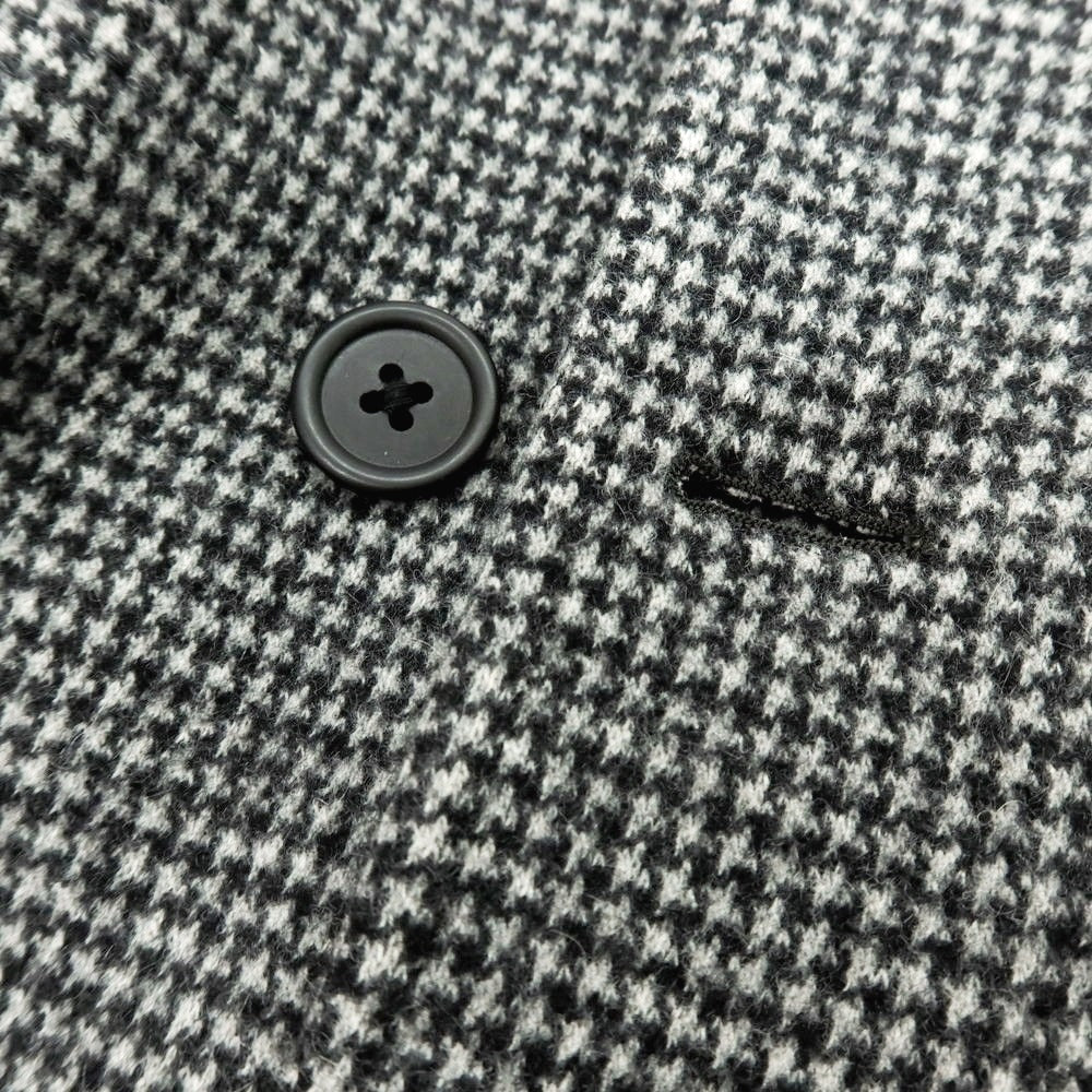 【中古】テツヤ カンダ TETSUYA KANDA dondi jersey ウールカシミヤ ハウンドトゥース柄 チェスターフィールドコート グレーxブラック【 48 】【 状態ランクA 】【 メンズ 】