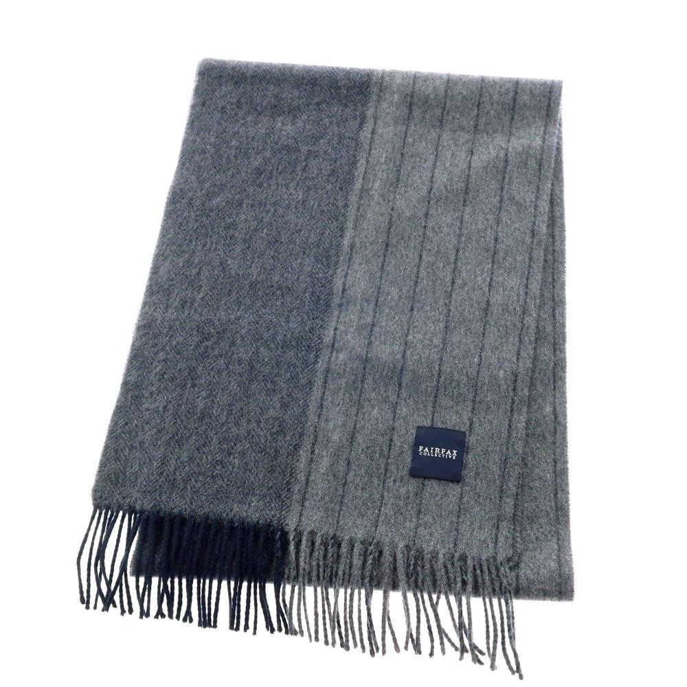 【中古】フェアファクス FAIRFAX ウール系 ストライプ マフラー グレー【 状態ランクB 】【 メンズ 】 [APD]