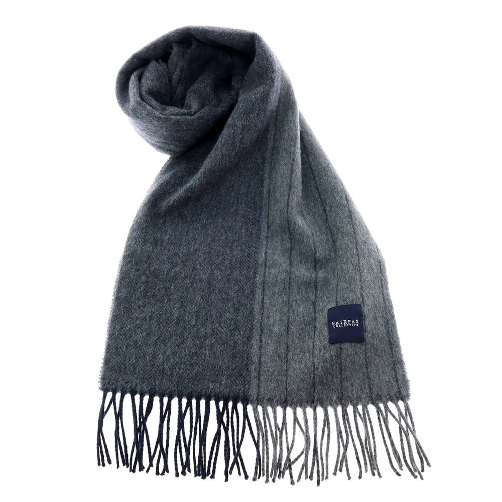 【中古】フェアファクス FAIRFAX ウール系 ストライプ マフラー グレー【 状態ランクB 】【 メンズ 】