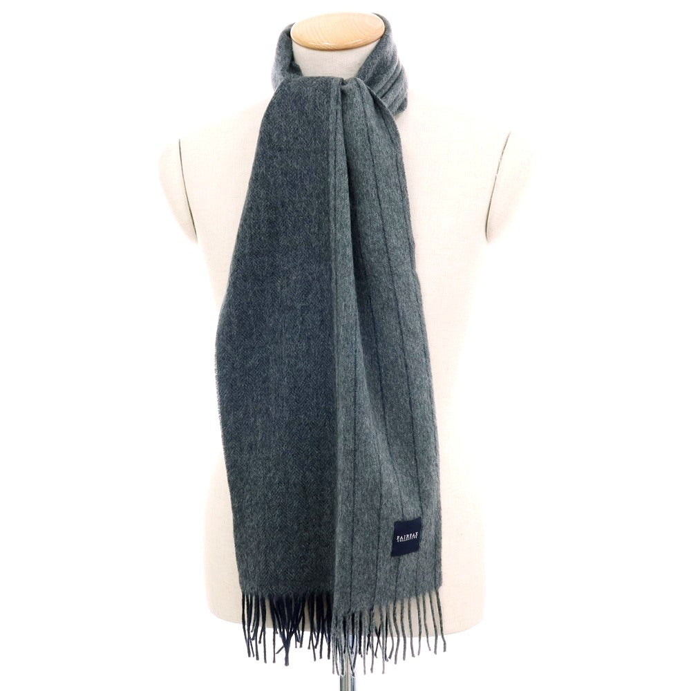【中古】フェアファクス FAIRFAX ウール系 ストライプ マフラー グレー【 状態ランクB 】【 メンズ 】 [APD]