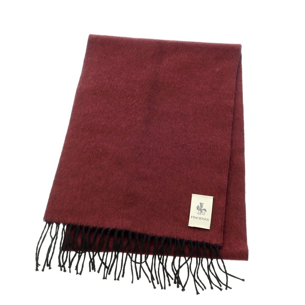 【中古】ピアチェンツァ PIACENZA シルクカシミヤ マフラー ワインレッドxネイビー【 状態ランクA 】【 メンズ 】