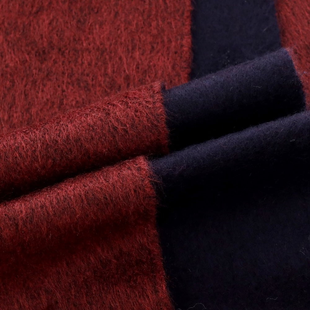 【中古】ピアチェンツァ PIACENZA シルクカシミヤ マフラー ワインレッドxネイビー【 状態ランクA 】【 メンズ 】