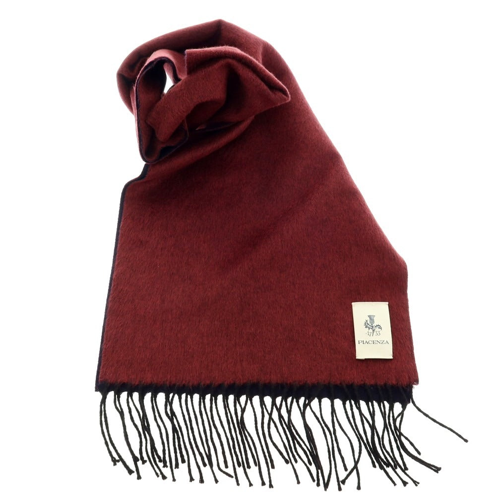 【中古】ピアチェンツァ PIACENZA シルクカシミヤ マフラー ワインレッドxネイビー【 状態ランクA 】【 メンズ 】
