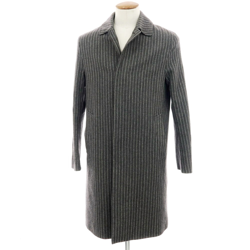 【中古】マッキントッシュ Mackintosh ウールカシミヤ ストライプ ステンカラーコート グレーxホワイト【サイズ38】【 状態ランクC 】【 メンズ 】[BPD]