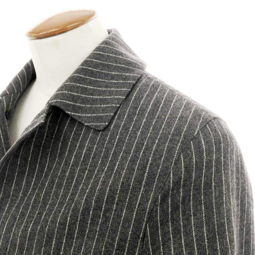 【中古】マッキントッシュ Mackintosh ウールカシミヤ ストライプ ステンカラーコート グレーxホワイト【サイズ38】【 状態ランクC 】【 メンズ 】[BPD]