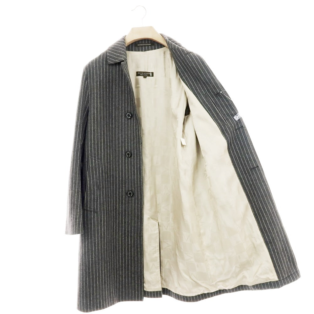 【中古】マッキントッシュ Mackintosh ウールカシミヤ ストライプ ステンカラーコート グレーxホワイト【サイズ38】【 状態ランクC 】【 メンズ 】[BPD]
