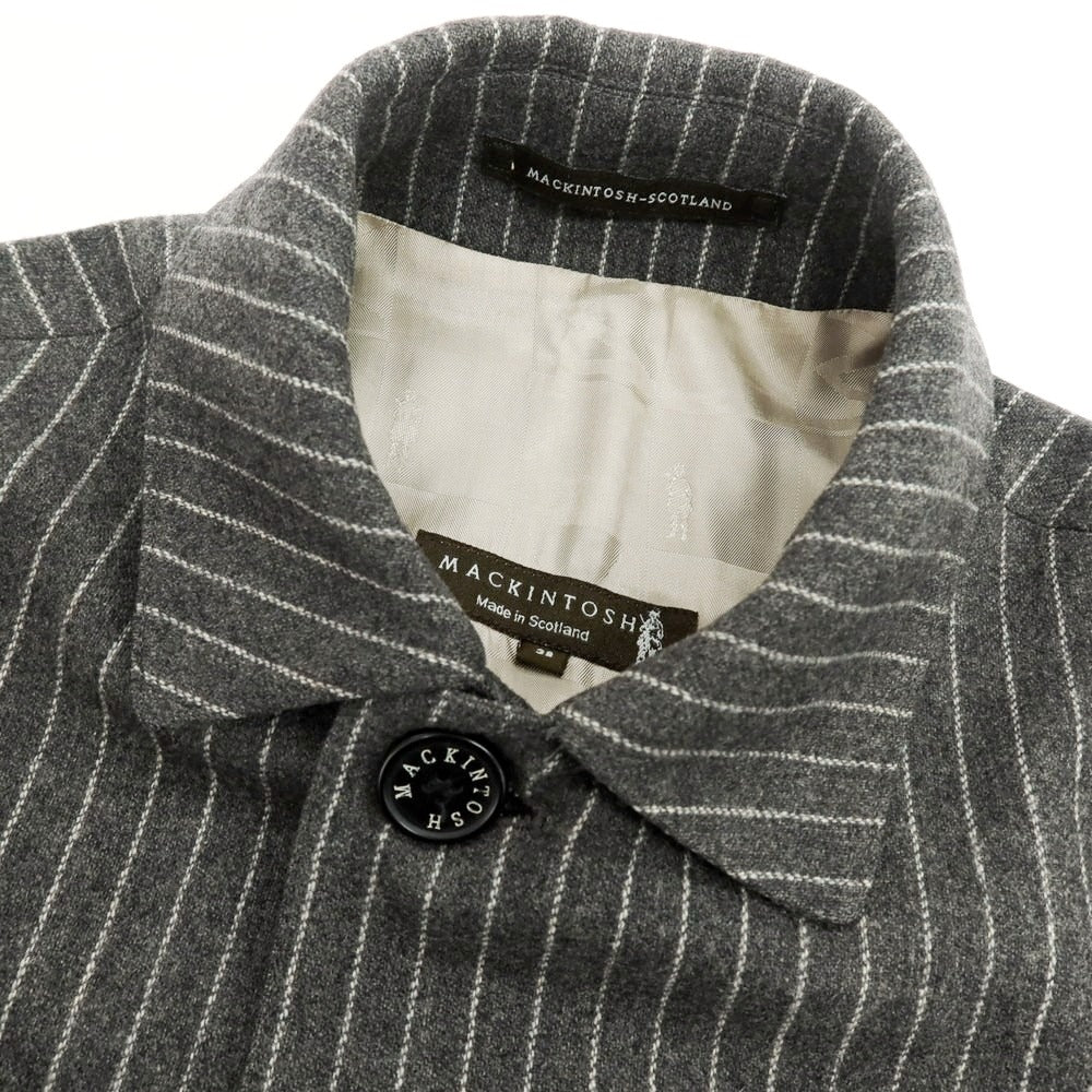 【中古】マッキントッシュ Mackintosh ウールカシミヤ ストライプ ステンカラーコート グレーxホワイト【サイズ38】【 状態ランクC 】【 メンズ 】[BPD]