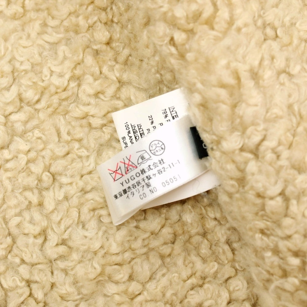 【中古】ヌール noue-rue ウール 裏ボア フーデッド ニットブルゾン ブラウンxベージュ【サイズ46】【 状態ランクC 】【 メンズ 】[BPD]