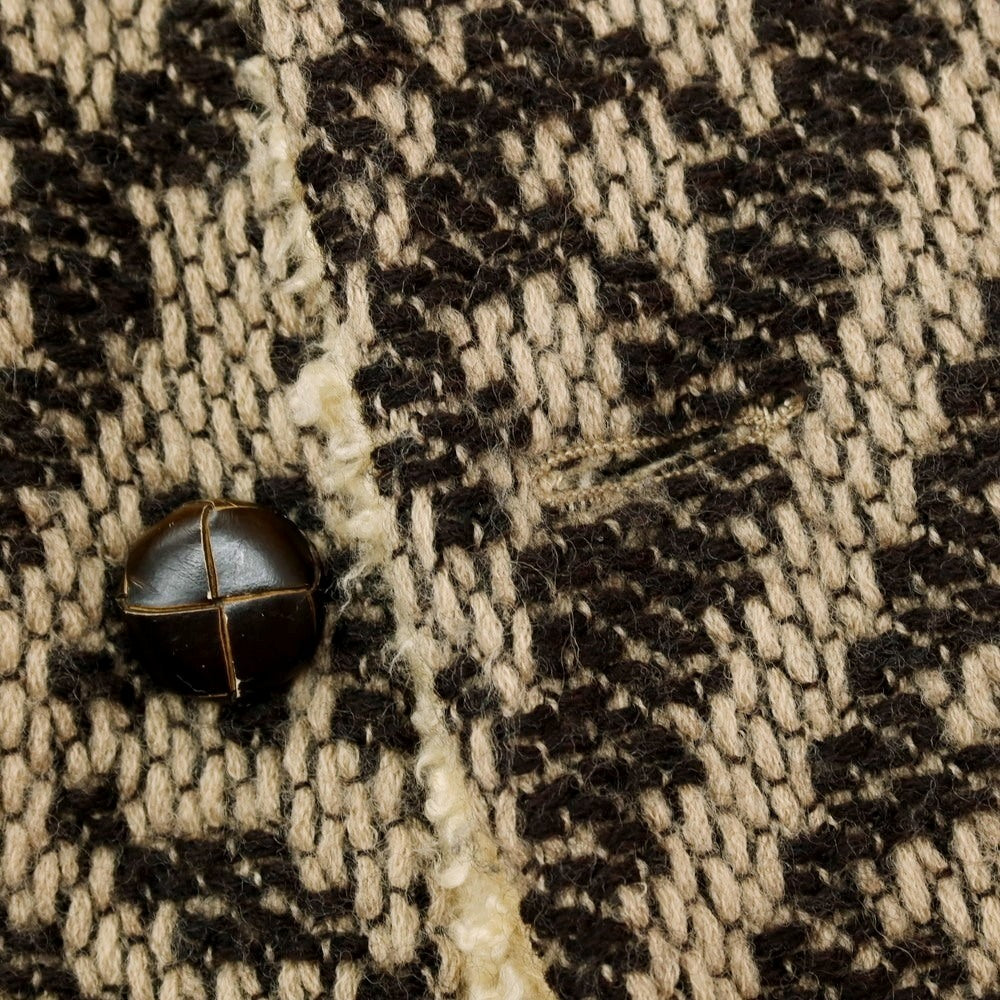 【中古】ヌール noue-rue ウール 裏ボア フーデッド ニットブルゾン ブラウンxベージュ【 46 】【 状態ランクC 】【 メンズ 】