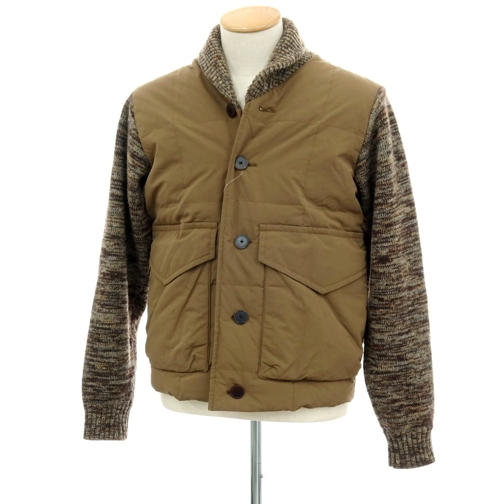 【中古】トゥモローランド TOMORROWLAND ナイロン ニット ショールカラー ダウンジャケット ブラウン【 S 】【 状態ランクC 】【 メンズ 】