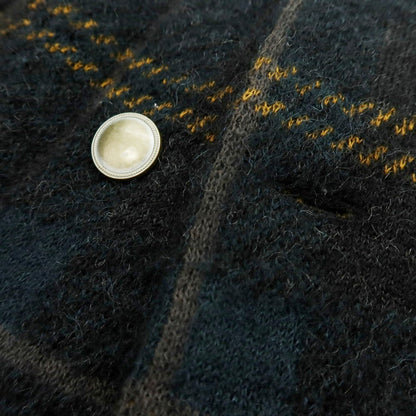 【中古】トゥモローランド TOMORROWLAND モヘヤナイロンコットンウール チェック ダブル6B ニットジャケット グリーンxブラック【 M 】【 状態ランクB 】【 メンズ 】