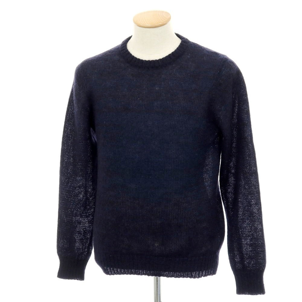 【中古】トゥモローランド TOMORROWLAND モヘヤナイロンウール クルーネック プルオーバーニット ネイビー【 M 】【 状態ランクB 】【 メンズ 】