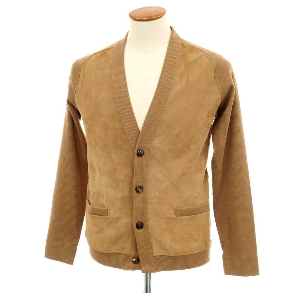 【中古】ロベルトコリーナ ROBERTO COLLINA コットンニット×スエード カーディガン ライトブラウン【 48 】【 状態ランクB 】【 メンズ 】