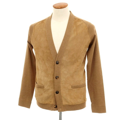 【中古】ロベルトコリーナ ROBERTO COLLINA コットンニット×スエード カーディガン ライトブラウン【 48 】【 状態ランクB 】【 メンズ 】