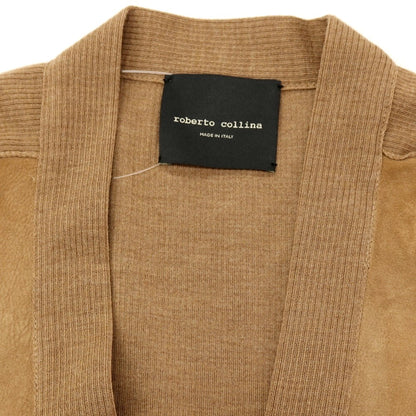 【中古】ロベルトコリーナ ROBERTO COLLINA コットンニット×スエード カーディガン ライトブラウン【 48 】【 状態ランクB 】【 メンズ 】