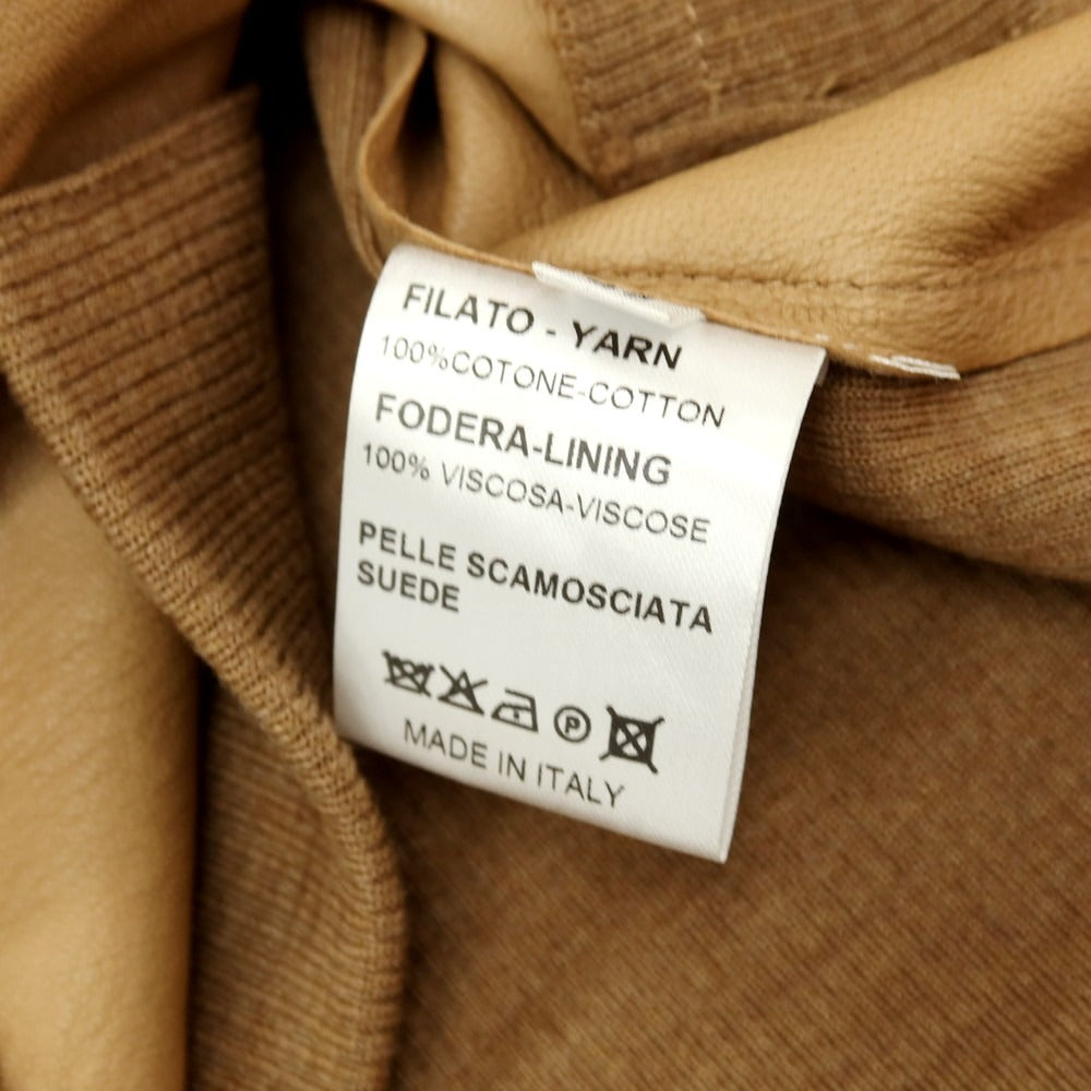 【中古】ロベルトコリーナ ROBERTO COLLINA コットンニット×スエード カーディガン ライトブラウン【 48 】【 状態ランクB 】【 メンズ 】