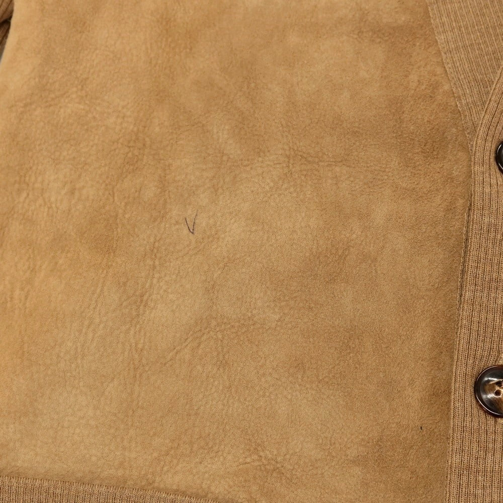 【中古】ロベルトコリーナ ROBERTO COLLINA コットンニット×スエード カーディガン ライトブラウン【 48 】【 状態ランクB 】【 メンズ 】