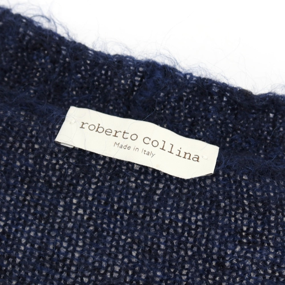 【中古】ロベルトコリーナ ROBERTO COLLINA モヘヤナイロンウール カーディガン ネイビー【サイズ46】【 状態ランクC 】【 メンズ 】