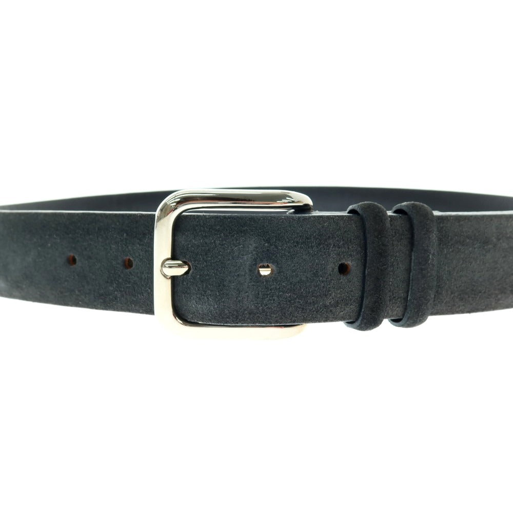 【中古】オルチアーニ ORCIANI スエード レザー ベルト グレイッシュネイビーxシルバー【 85 】【 状態ランクC 】【 メンズ 】