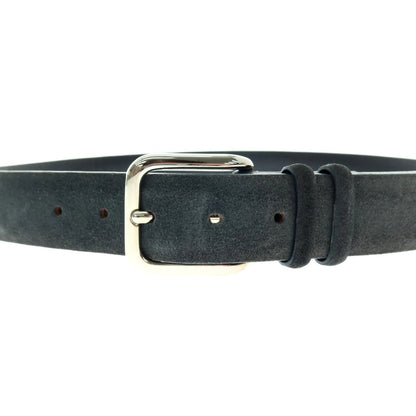 【中古】オルチアーニ ORCIANI スエード レザー ベルト グレイッシュネイビーxシルバー【 85 】【 状態ランクC 】【 メンズ 】