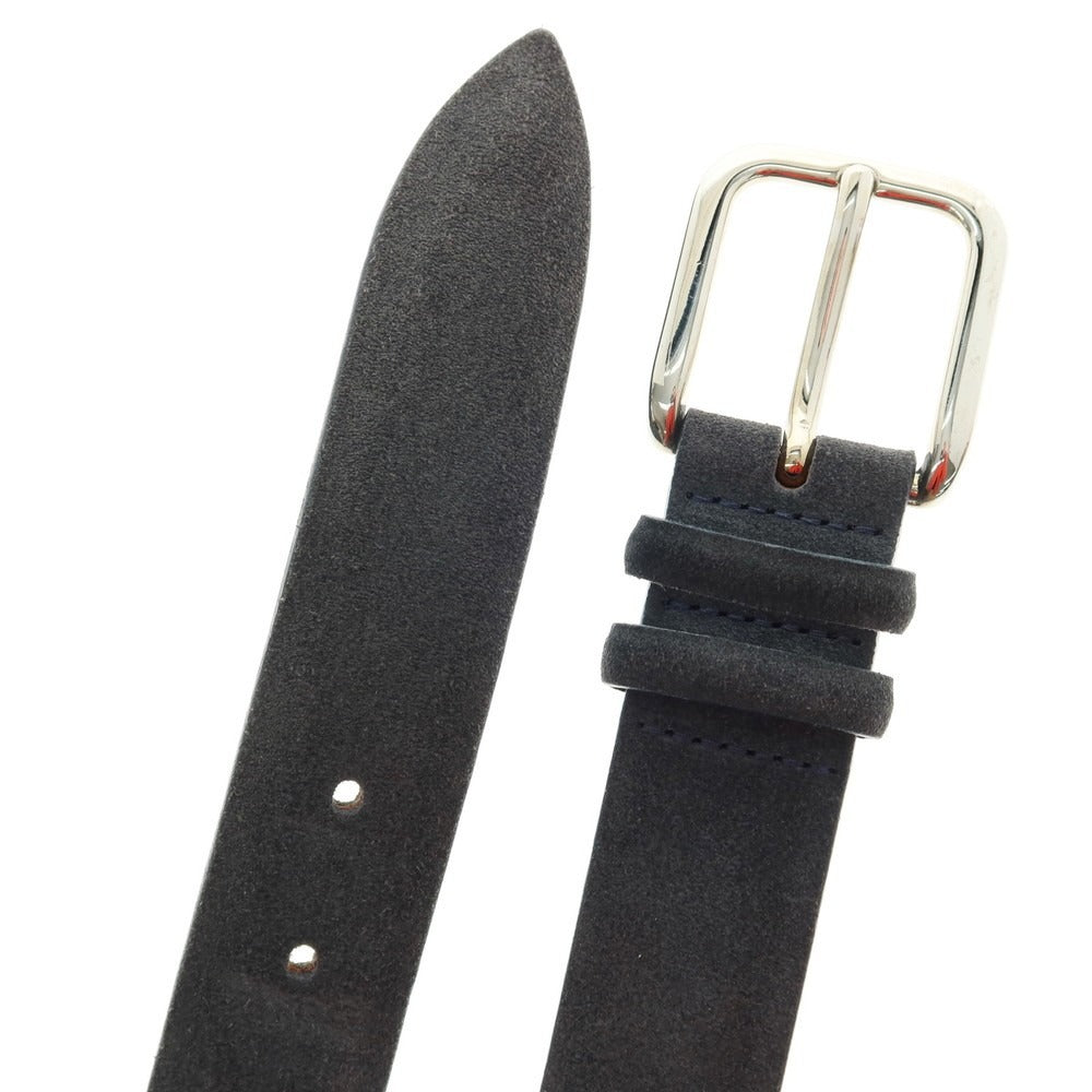 【中古】オルチアーニ ORCIANI スエード レザー ベルト グレイッシュネイビーxシルバー【 85 】【 状態ランクC 】【 メンズ 】