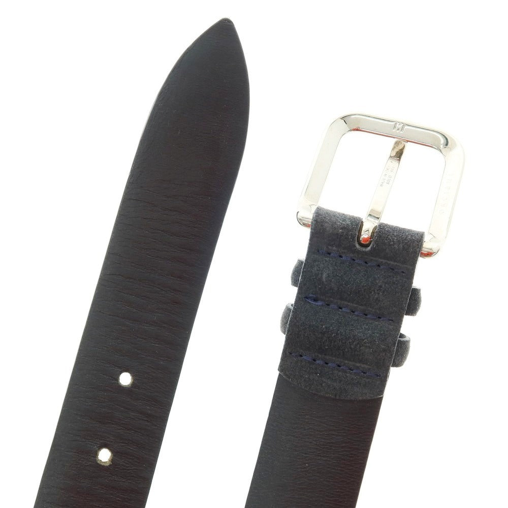 【中古】オルチアーニ ORCIANI スエード レザー ベルト グレイッシュネイビーxシルバー【 85 】【 状態ランクC 】【 メンズ 】