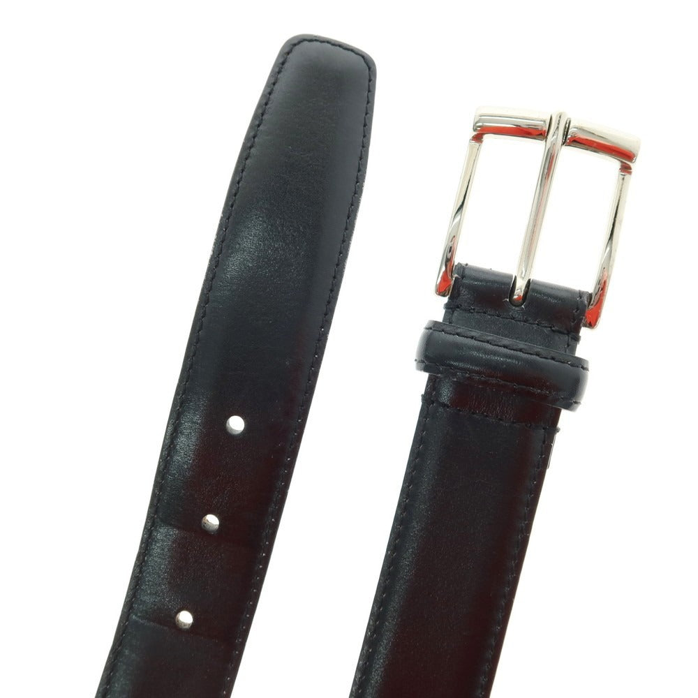 【中古】クロケットアンドジョーンズ CROCKETT&amp;JONES レザー ベルト ブラックxシルバー【 32 】【 状態ランクB 】【 メンズ 】