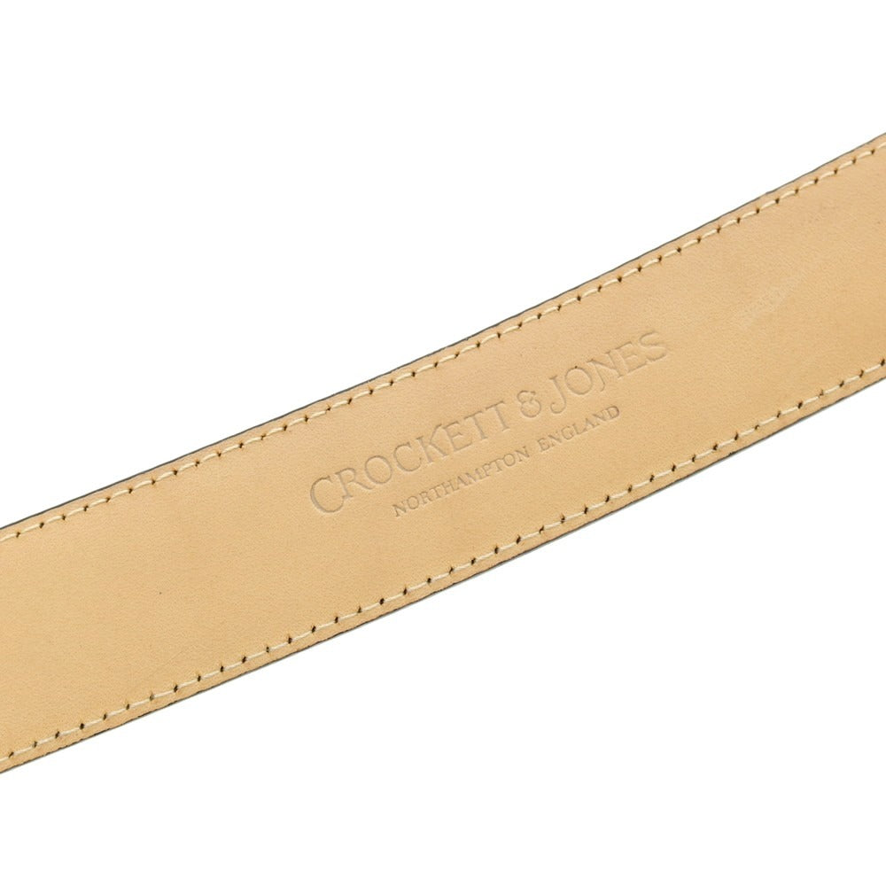 【中古】クロケットアンドジョーンズ CROCKETT&amp;JONES レザー ベルト ブラックxシルバー【 32 】【 状態ランクB 】【 メンズ 】