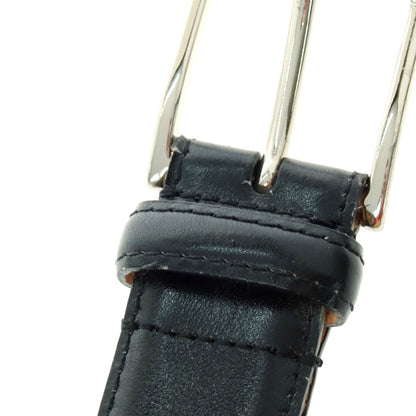 【中古】クロケットアンドジョーンズ CROCKETT&amp;JONES レザー ベルト ブラックxシルバー【 32 】【 状態ランクB 】【 メンズ 】