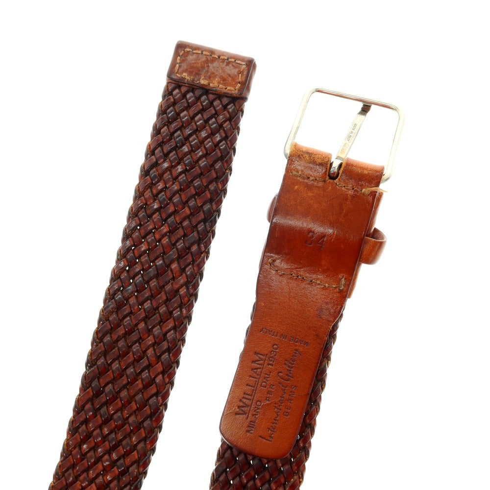 【中古】ウィリアム WILLIAM International Gallery BEAMS別注 レザー メッシュベルト ブラウンxシルバー【 34 】【 状態ランクC 】【 メンズ 】