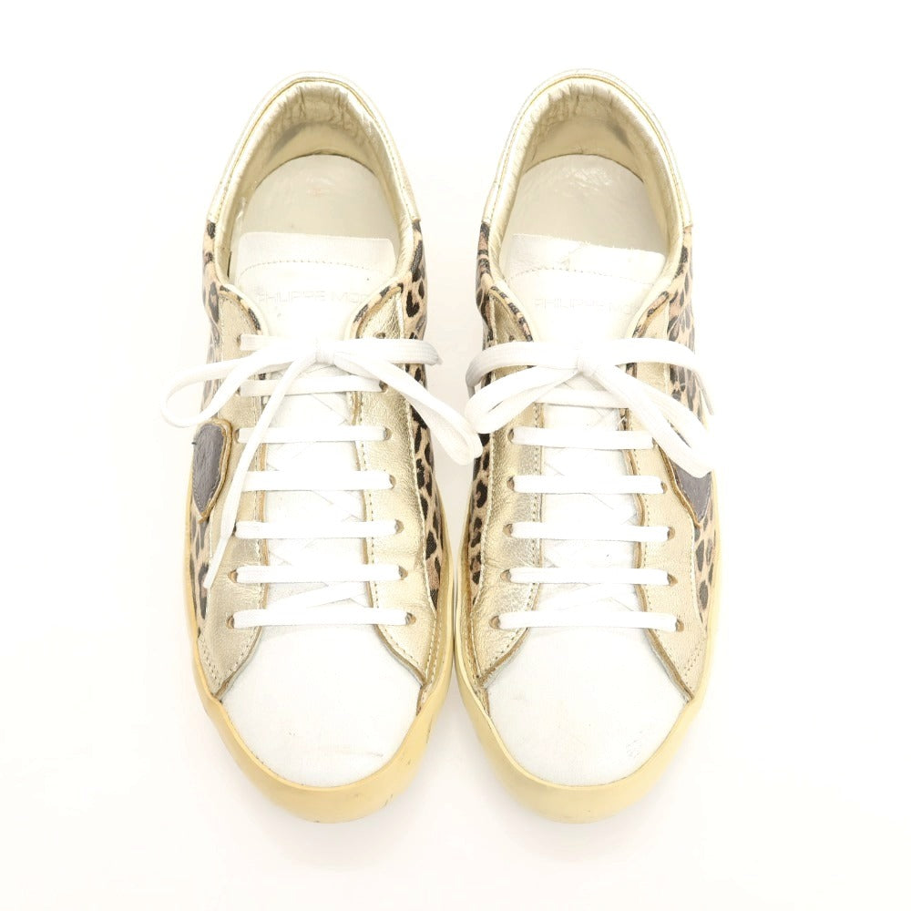 【中古】フィリップモデル PHILIPPE MODEL レオパードプリント スニーカー ベージュxブラウン【サイズ41】【 状態ランクC 】【 メンズ 】