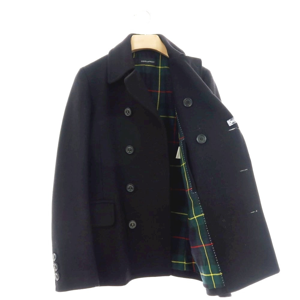 【中古】ディースクエアード DSQUARED2 ウールポリエステル ピーコート ブラック【 46 】【 状態ランクB 】【 メンズ 】