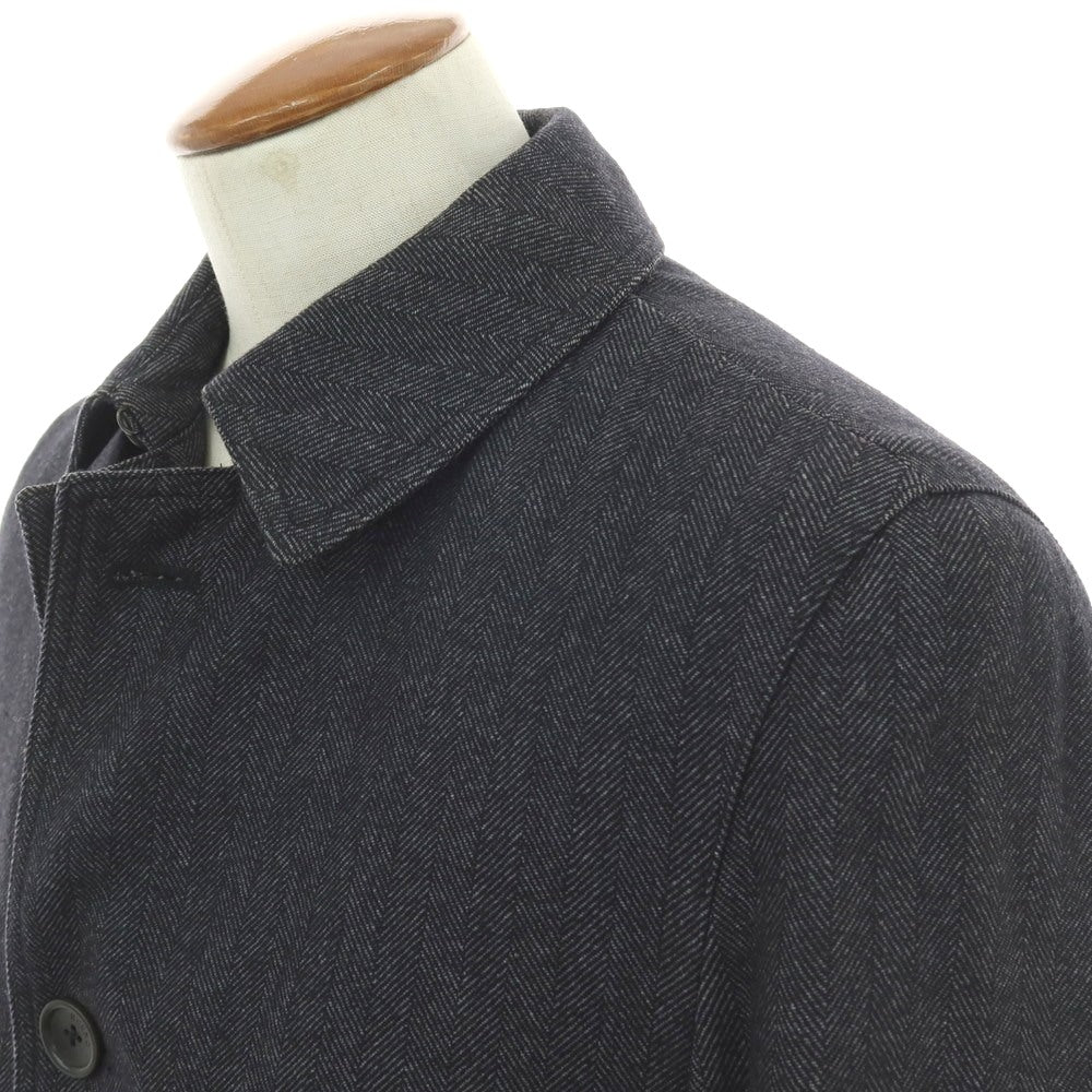 【中古】ヘルノ Herno ウールコットン ステンカラーコート ブラックxグレー【 サイズ46 】【 状態ランクC 】【 メンズ 】 [APD]