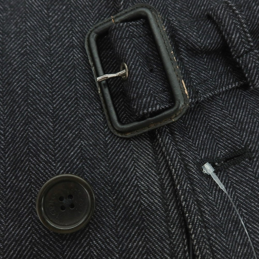 【中古】ヘルノ Herno ウールコットン ステンカラーコート ブラックxグレー【 46 】【 状態ランクC 】【 メンズ 】