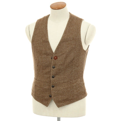【中古】ラルディーニ LARDINI ウールリネンナイロンカシミヤ ヘリンボーン カジュアル系ジレ ベスト ブラウン【サイズ48】【 状態ランクB 】【 メンズ 】